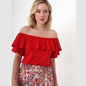 Petite Short Sleeve Ruffle Top - Cleo - Size S Petite
